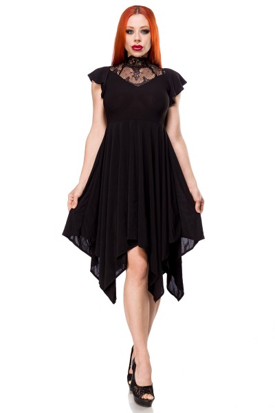 Gothik Kleid mit transparenter Spitzeneinsatz