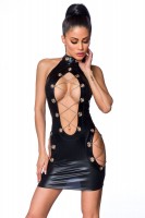 Wetlook-Minikleid schwarz